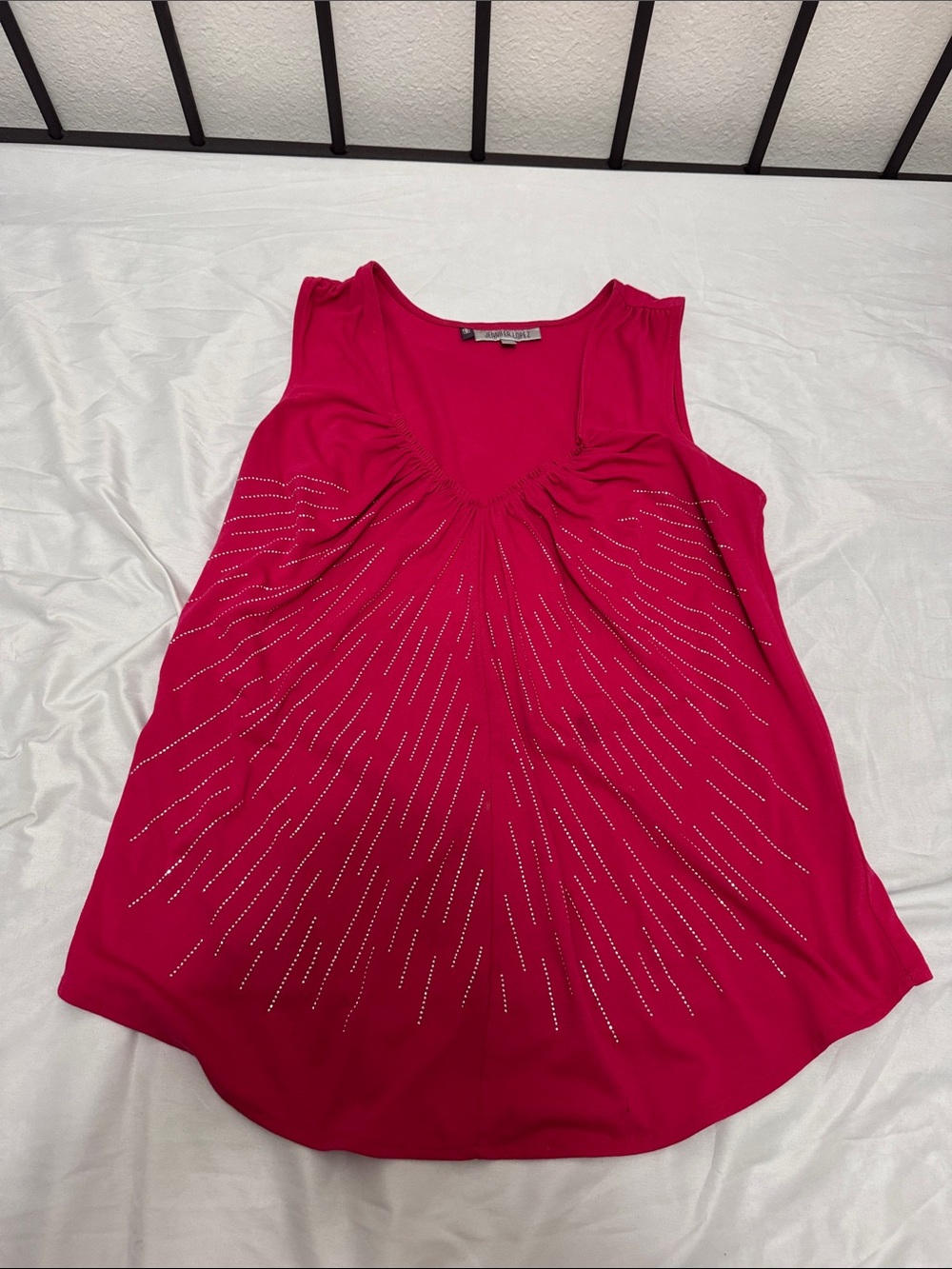 Jennifer Lopez Hot Pink Sleeveless Stud-Embellished Tank